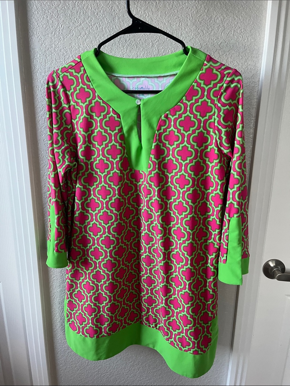 CabanaLife pink and green preppy tunic size L